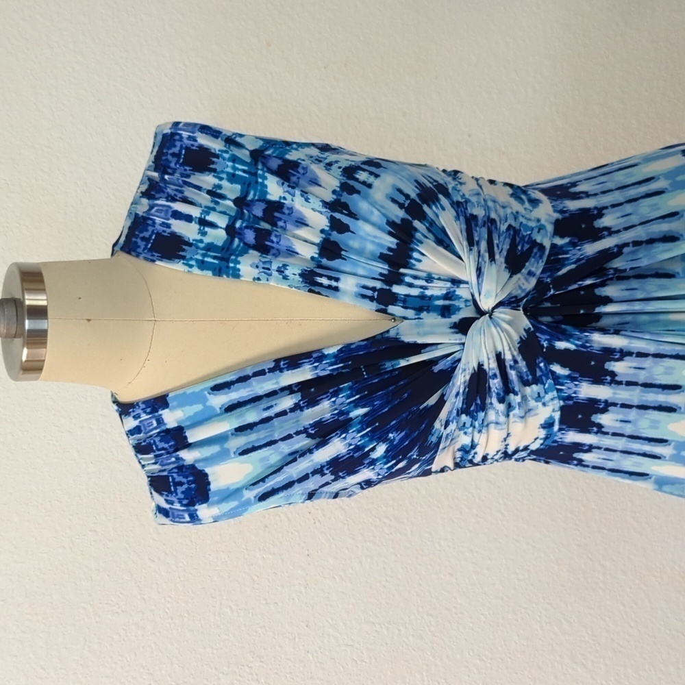 Eliza J Tie Dye Knot Jersey Knit Maxi Dress Blue White 0 bohemian 70s hippie - Picture 3 of 6